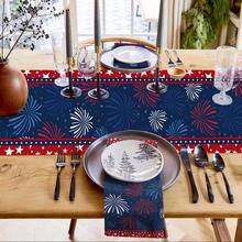 Patriotic 4th Of July Table Runner - Stars & Fireworks Design, Linen Blend, Perfect For Independence Day & Memorial Day Decor, Available In Multiple Sizes (13x48", 13x72", 13x108") - 樣式 1 - 查看 4