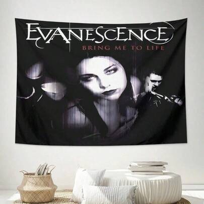 1pc ZLIENSZUS Evanescence "Bring Me To Life" Tapestry - Minimalist Office And Study Decor, 100% Polyester Lightweight Fabric, No Power Needed, Creates Ambiance, Suitable For Home, Camping And Travel - Fan Birthday, Music Festival Gift - No Power Required, High-Quality Printed Wall Hanging