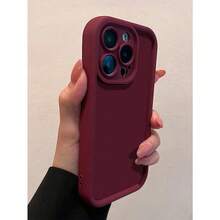 1pc Burgundy Personalized Pattern Full Coverage TPU Shockproof Phone Case Compatible With IPhone 16, 15, 14, 13, 12, 11 Pro Max, Series Waterproof Anti-Fall Scratch Resistant - Burgundy - View 5