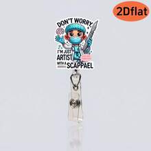 1pc Cute Nurse Cartoon Retractable Badge Holder, Durable Acrylic Material, 360 Degree Rotation, Suitable For Office, Teachers And Medical Staff - 1pcs - View 16