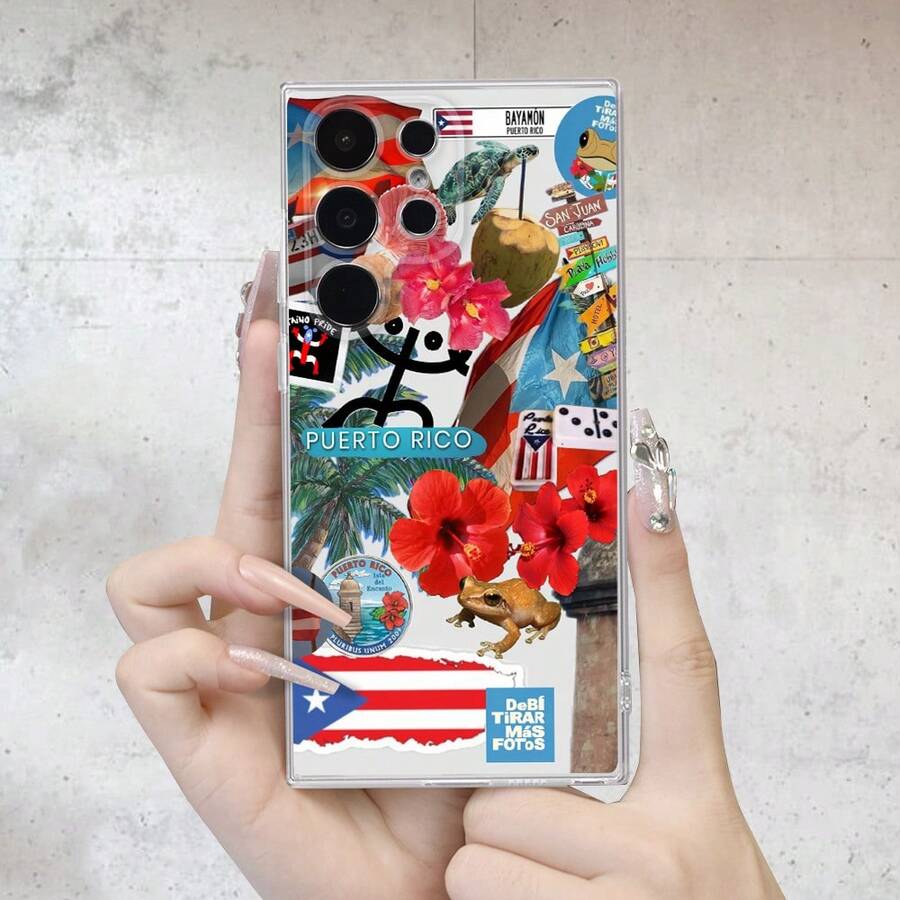 Phone Case - Puerto Rico | Latin Tropical Style - Latest Model S26 | S26ULTRA | S26PLUS | Smooth And Slip-Resistant | Shockproof And Drop-Resistant, High Cost Performance - Suitable For Samsung Galaxy S25/S24/S23/S22/S21/A73/A72/A71/A55/A54/A53/A52/A51/A35/A34/A33/A25/A24/A22/A15/A14/A13/A12 UV Printed Transparent Soft TPU Protective Case, Providing Shock Protection - 混合顏色 - 查看 1