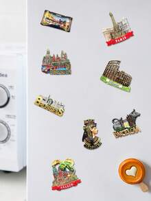 1pc Colorful Painted Magnetic Fridge Sticker, Souvenir Craft Magnetic Sticker For Travel Destinations, Scenic Spot Travel Fridge Magnet - View 3