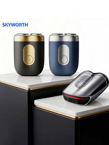 SKYWORTH 400mAh可充电电动剃须刀，IPX7级防水，干湿两用，全身可水洗，2个不锈钢刀片，一键启动，银色、黑色和蓝色可选，适合淋浴时使用，最大限度减少皮肤刺激。 - 彩色 - 查看 7