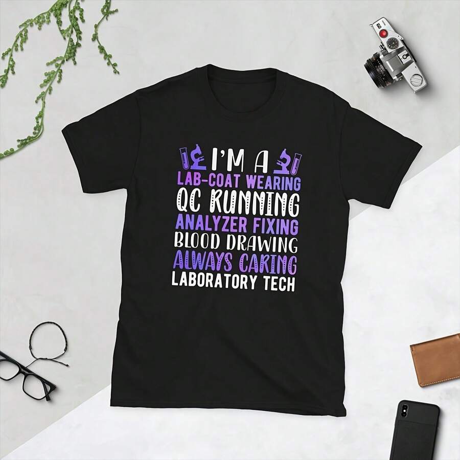Camiseta unisex con texto en inglés "Soy técnico de laboratorio" - Negro 2 - Ver 1