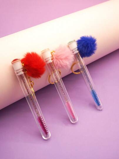1/3/5支装蓬松钥匙扣睫毛刷眉刷睫毛嫁接工具，便携旅行化妆两用