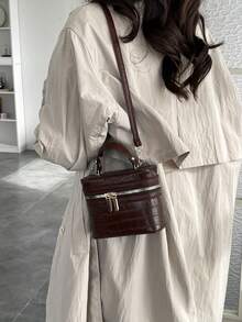New Retro Niche Minimalist Casual Chic Small Square Shoulder Crossbody Bag - Coffee - View 4