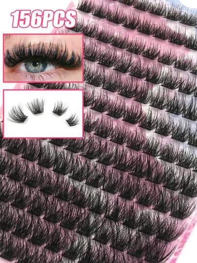 13 Rows D Curl Fluffy 3D Lashes, Lightweight & Non-Irritating, Soft Faux Mink Lashes, DIY Customizable Lash Clusters, Friendly For Beginners, Reusable, Suitable For Daily Wear, Dates, Parties And More