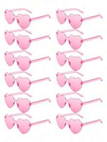 1pcs Heart Shaped Party Glasses, Colorful Candy Heart Rimless Glasses, Festival Accessories, Unisex Heart Photo Booth Glasses, Mother's Day, Graduation, Party, Valentine's Day, Wedding - Red + Pink - View 4
