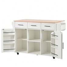 Mobile Storage Islands - White + MDF + European-1 - View 10
