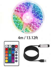 1-5米USB 5V RGB LED灯带，带24键遥控器，DIY自粘式LED灯带，支持16种颜色变换和4种动态模式，适用于房间照明、厨房、派对、酒吧、走廊装饰、卧室、客厅、游戏室、电视背光、圣诞节和万圣节装饰 - 彩色 - 查看 16