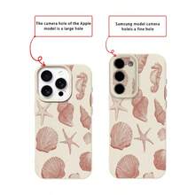 1pc TPU Material Gradient Conch Retro Ocean Pattern Phone Case Suitable Compatible With Apple 17 Pro Max/17/16 Pro Max/15/13/12/11, S20 FE/A15/S24/A55, Note 11/Note 12/Note 13 Pro, Full Coverage Anti-Drop Soft Protective Phone Case - White - View 7