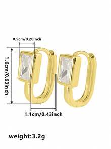 1 Pair Romantic Cubic Zirconia Drop Earrings For Women For Wedding Engagement Anniversary Party Jewelry Valentine's Day Gift - Yellow Gold - View 4