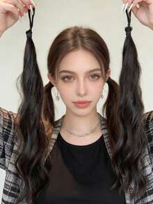 1pc-Colored Ponytail Hair Extensions, Wrap-Around Ponytail Hairpieces, Add Volume To Your Hair, Allow For DIY Styling, And Are Versatile For Braiding And Updos. A Fashionable Hair Accessory Suitable For Girls To Wear On Various Occasions. - Multicolor - View 4