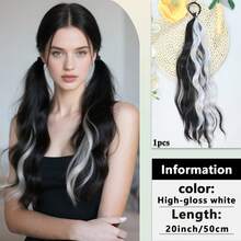 1pc-Colored Ponytail Hair Extensions, Wrap-Around Ponytail Hairpieces, Add Volume To Your Hair, Allow For DIY Styling, And Are Versatile For Braiding And Updos. A Fashionable Hair Accessory Suitable For Girls To Wear On Various Occasions. - Multicolor - View 13