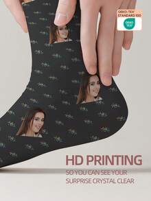1 Par de Meias Personalizáveis com Rosto, Meias com Foto Personalizada, Meias Impressas Personalizadas, Meias Engraçadas com Rosto, Meias que Podem Ser Impressas com Qualquer Foto, Adequadas para Aniversário, Dia dos Namorados, Aniversário, Casamento, Dia das Mães, Dia dos Pais, Melhor Amigo, Presente para Mãe/Pai, Presente para Namorada/Namorado, Presente para Ela/Ele - Multicolorido - Visão 7