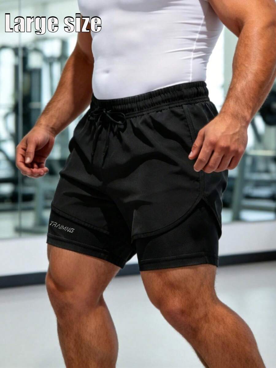 Quần short thể thao mùa hè nhẹ dành cho nam cỡ lớn, quần short chạy bộ và tập thể dục thời trang thường ngày. - màu đen - Xem 1