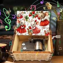 Strawberry Mouse Hand-Cranked Music Box - Wooden Battery-Free Music Box, Plays "You Are My Sunshine", Suitable As A Birthday Gift For Girls And Children - Strawberry Mouse Music Box - View 3