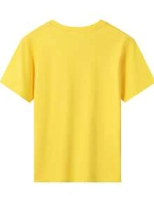Disney Minnie Mouse Heart And Flowers Printed Pattern T-Shirts For Girls - Children's Clothing Design Short-Sleeved Casual And Cute Style Comfortable And Casual Wear All Year Round Suitable For Parties And Play Machine Washable Gift Children's Clothing Girls' Short-Sleeved Shirts - 黃色 - 查看 3