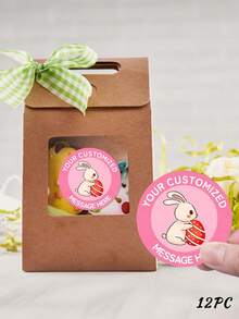 12/24/40pc Custom Personalized Easter Stickers,Custom Bunny Egg Labels,Easter Gift & Bakery Packaging Stickers,Party Favor Seals,Easter Stickers - Multicolor - View 7