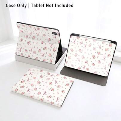 1pc Flip Cover Desk Protector With Pen Slot, Pink Floral & Bow Pattern, Compatible With Huawei Matepad SE 11in/Matepad Pro 11in/Matepad 11.5in 2026, Honor Pad 8/9/10, Honor GT 11.5inch/X7/X8A/X9/X8Pro/X9Pro/X10 PRO/V9/V8 Pro, S11/A11/A11+, Apple, And More, Auto Sleep/Wake Function, Suitable For Back To School, Valentine's Day