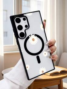 1pc White Daisy Floral Pattern Magnetic Phone Case Aesthetic Botanical Art Design Elegant For Flower Lover Birthday Bestie Compatible With Iphone 17 Pro Max 17pro 17Air 17 16 15 14 13 12 11 X XS XSMAX Plus Pro ProMax S25Ultra S25 S24 S23FE S22 Plus FE Case - 粉色 - 查看 6