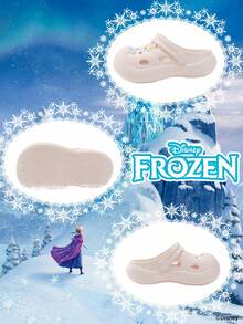 Disney 1 Pair Licensed Collaboration Children's Breathable Sandals, Princess Perforated Sandals, Anna & Elsa Princess Breathable Sandals, Suitable For Daily, Festival, Sports, Outdoor Wear, Comfortable, Non-Slip, Durable, Breathable - White - View 4