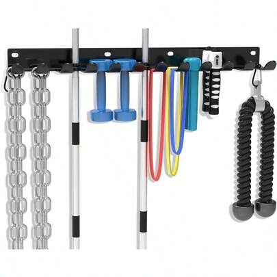 Home Gym Storage Rack - Multi - Purpose Heavy Duty Gym Rack Organizer, Wall Mount Barbell Rack Gym Equipment Hanger Barbells, Resistance Bands, Jump Ropes, Row Handles, Etc. (26, 12 Hook)