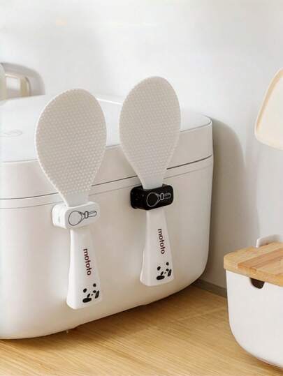 1pc Practical Black & White Small Storage Rack, Wall-Mounted Rice Cooker, Rice Spoon Storage Rack, Cable Organizer Rack, Minimalist Plastic Hooks Multi-Function Kitchen Wall Rack, Suitable For Daily Use And Holidays, Rice Cooker And Rice Spoon Storage Rack, Cable Organizer Rack With Simple Hooks