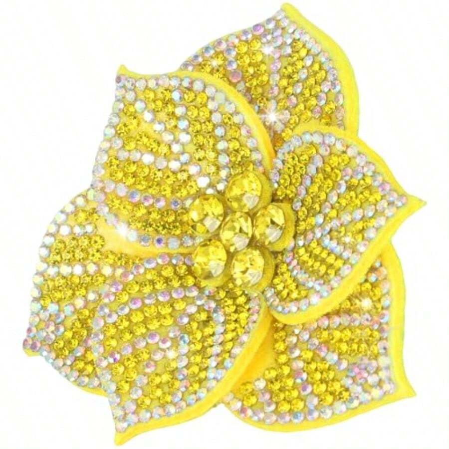 2.56" Created Crystal Rhinestone Camelia Flower Hair Clip Brooches For Women Vintage Design Flower Brooches And Lapel Pins For Clothes Elegant Floral Brooch For Wedding And Christmas Parties - Yellow - View 1