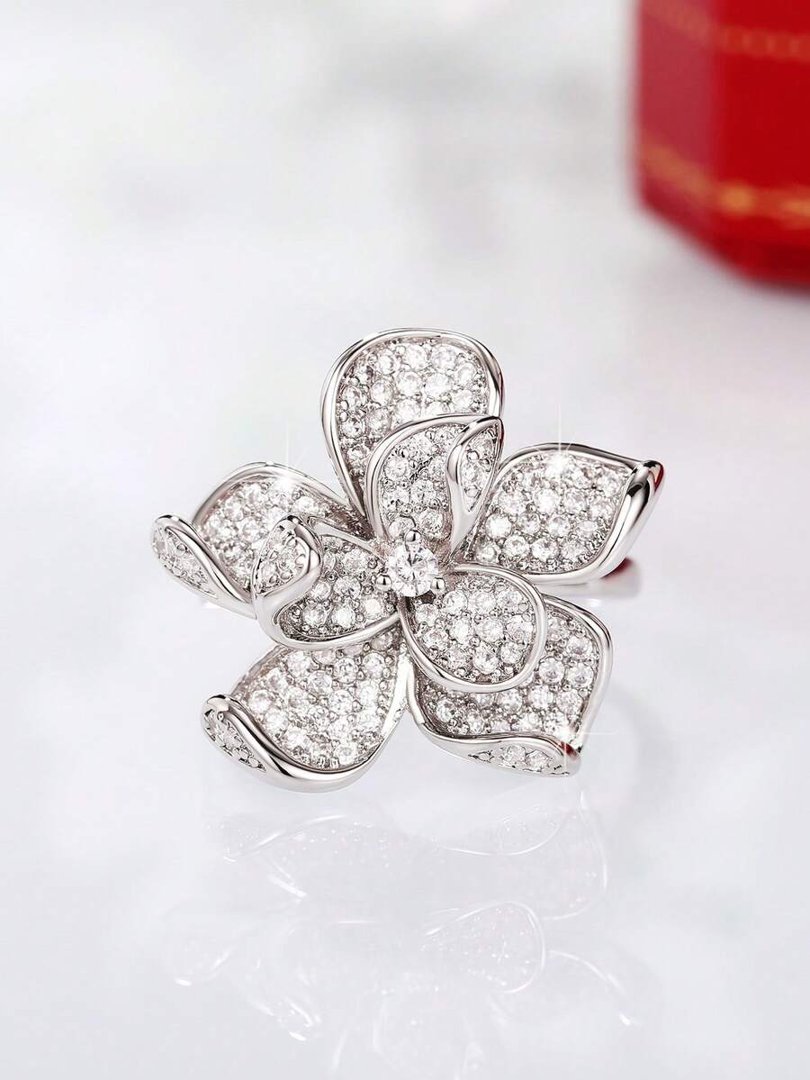 1 PC Charm Cubic Zirconia Ring For Women For Valentine's Day Gift Wedding Anniversary Party Jewelry - 1# - View 1