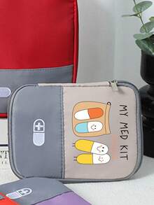 印有“我的急救箱”字样和药丸图案的便携式医疗包，便携式露营药袋，紧凑型急救包，旅行和家用便携式收纳包，小型药包，便捷药品包，应急包，多种颜色可选，适用于日常/户外/旅行，是注重健康和经常外出人士的必备之选，必备医疗配件，日常健康护理收纳包 - 彩色 - 查看 6