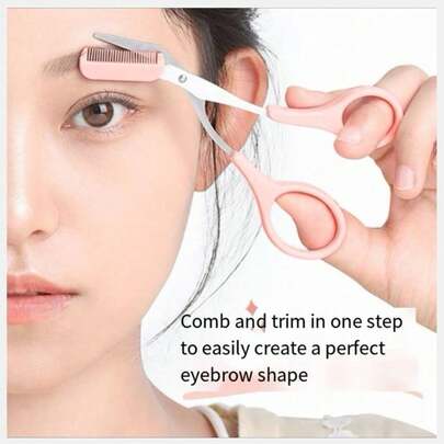 一套通用眉剪和眉梳，包含一把辅助眉梳和一把眉剪，男女通用，完美修剪眉毛，更好地控制长度，修剪眉毛，家用美容配件，带迷你梳子的剪刀，脱毛，面部脱毛，理发器，护发产品，发型设计，收纳袋，整理器，收纳，美发配件，圣诞节假日礼物