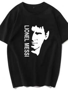 Printed Short Sleeved T-Shirt M10 Barcelona Jersey Football Jersey Sports Short Sleeved Mens Tees Breathable Top. - 黑色20 - 查看 1