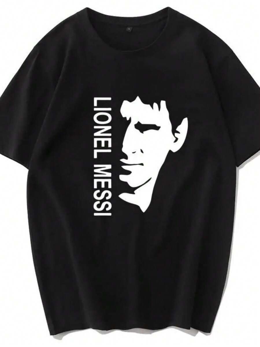 Printed Short Sleeved T-Shirt M10 Barcelona Jersey Football Jersey Sports Short Sleeved Mens Tees Breathable Top. - 黑色20 - 查看 1