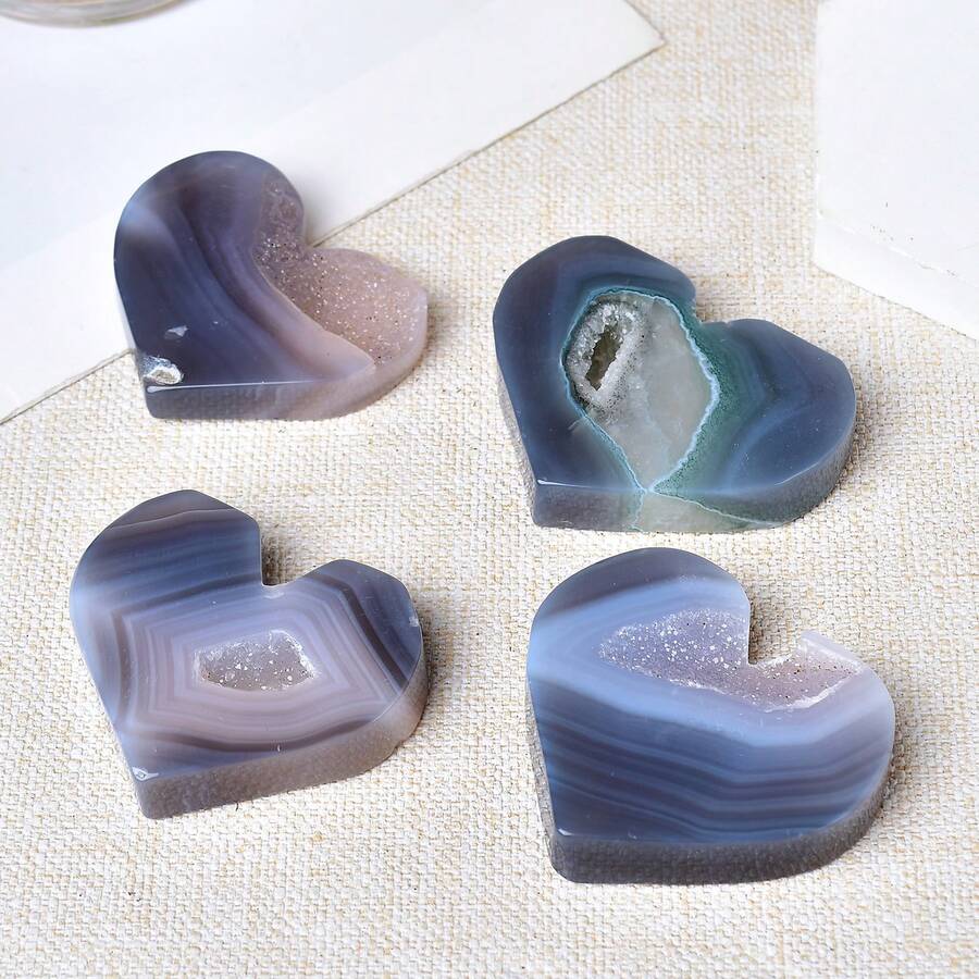 CUPIDCRYSTAL Natürliche Achat-Herzscheiben, geeignet als Geschenke, Büro- und Heimdekoration, kreative Präsente, Kristallornamente und Figuren, Valentinstags- und Muttertagsgeschenke - Verschiedenfarbig - Übersicht 1