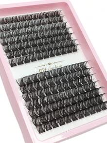 Set de 14 piezas de pestañas postizas naturales de estilo D rizado y esponjoso de 8-16 mm, extensión de pestañas DIY - D - Ver 3