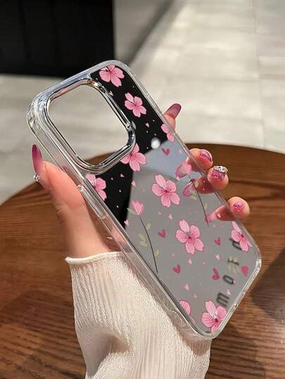 Fashionable, And Personalized, This Pink Cherry Blossom With Heart Patterned Design Mirror-Finish Phone Case Is Waterproof, Durable, And Stain-Resistant. Compatible With IPhone 17/17 Pro/17 Pro Max, 16, 15, 14, 13, 12, 11 Plus/Pro Max, And Related Models. Perfect For Easter, Christmas, Halloween Decorations, Or Birthday Gifts-Ideal For Your Girlfriend, Boyfriend, Friends, Or Yourself.