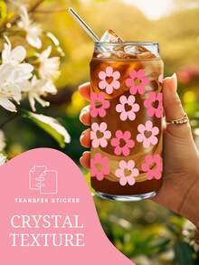 4pcs 16oz Glass Cup UV DTF Transfer Stickers, Waterproof Self-Adhesive Cup Wrap, DIY Mug And Cup Decals Without Heating (9.4x4.3 Inches) - Coquette 002 - View 2