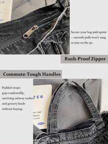 Large Capacity Casual Tote Bag, With Letter Patchwork, Embroidery Thread, Tassel, Multiple Carrying Options, Perfect For Women For Daily Commuting Or Holding Books School Bag, Back To School Backpack, Portable, Lightweight, Large Capacity, Classic Casual, Suitable For Teen Girls Y2k Bag, 2000s Fashion Style, Gothic Punk Bag For Women - Nhiều màu - Xem 9