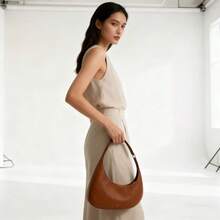 New JW PE Series Half-Moon Harlee Bag, French Style, Underarm Bag, Lightweight Niche Shoulder Handbag, Tote Bag, Small Handbag, Suitable For Workplace, Commuting, Daily Outing, Dating, Shopping, Vacation And Multiple Occasions, Fashion Item For Women - Brown - View 5