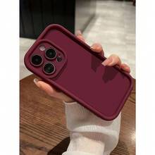 1pc Burgundy Personalized Pattern Full Coverage TPU Shockproof Phone Case Compatible With IPhone 16, 15, 14, 13, 12, 11 Pro Max, Series Waterproof Anti-Fall Scratch Resistant - Burgundy - View 6