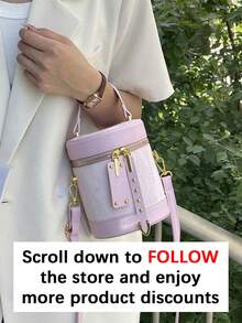 Túi xách nữ thời trang hình trụ, túi xô, túi xách cao cấp mới, ví đựng tiền xu, túi đeo vai đa chức năng có dây xích, thích hợp cho hẹn hò, mua sắm, đi chơi, đi làm, phối đồ hàng ngày, công sở, kỳ nghỉ và các dịp khác. - Hồng - Xem 3