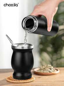 半套抹茶茶杯套装，包含抹茶茶杯、茶杯、吸管和清洁刷，采用不锈钢双层结构，可用作茶杯、咖啡杯、茶具、户外露营杯 - Mate cup - 查看 2