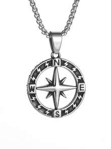 1件新款时尚精致朋克风指南针吊坠男女时尚魅力摇滚嘻哈派对项链饰品幸运符礼物 - 時尚 - 查看 6