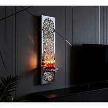 2pcs Candle Wall Lamps, 2 Small Gold Candlesticks As A Gift, Gorgeous Silver Mirrored Wall Lamps For Home Use, Suitable For Living Rooms And Dining Rooms, Glass Candlestick Wall Decorations, Ideal For Easter Decorations, Mother's Day Decorations, And Party Atmosphere Lighting - 定制滿鑽銀 - 查看 3