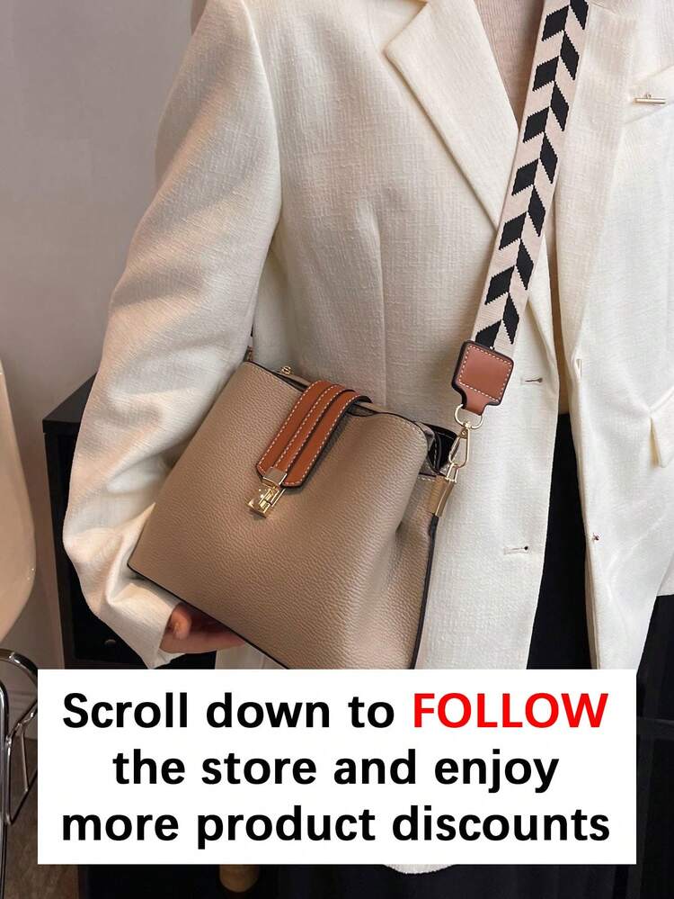 Fashionable And Versatile Retro-Style Crossbody Bag, Niche Design, Solid Color, Minimalist And Lightweight, Adjustable Shoulder Strap Bucket Bag, Geometric Strap Shoulder Bag, Suitable For Work, Commuting, Outings, Dates, Shopping And Gift-Giving.