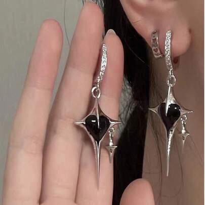 Rhinestone ngôi sao trang trí bông tai thả