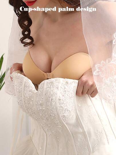 1pc Reusable Sticky Invisible Bra, Comfortable Adhesive Silicone Palm-Shaped Bra Suitable For Bridal Gowns And Formal Occasions
