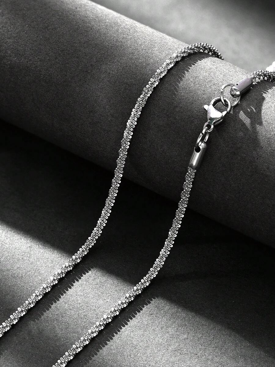 1条高品质不锈钢材质闪亮简约星空项链（18-24英寸），不褪色，防过敏，适合男女日常佩戴、派对、节日礼物 - 彩色 - 查看 1