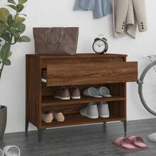 vidaXL Schuhregal Räuchereiche 70x36x60 cm Holzwerkstoff - Braun - Übersicht 3